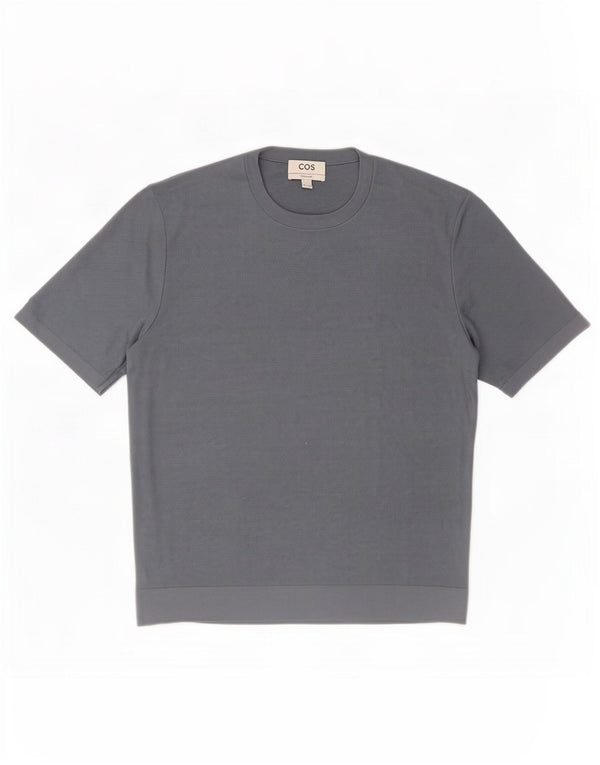 Cos Bărbați Regular Tricou Top Medium Blue Silk