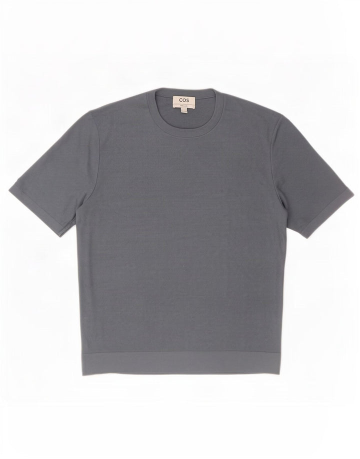 Cos Bărbați Regular Tricou Top Medium Blue Silk