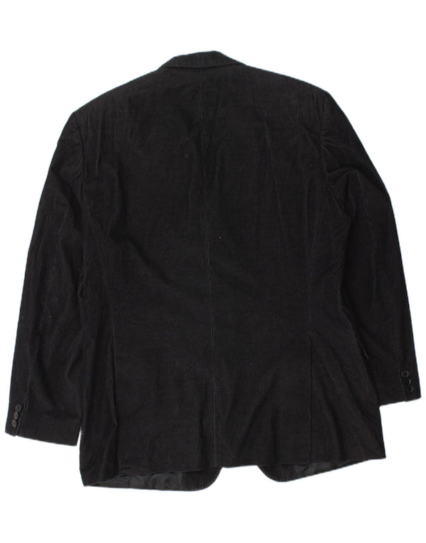 Hugo Boss Mens 2 Button Corduroy Blazer Jacket EU 54 2XL Black Cotton