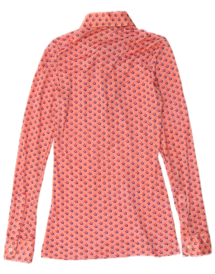 Bluză cu cămașă pulover Vintage pentru femei UK 8 Mic roz geometric
