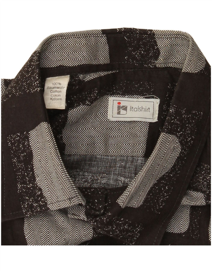 Cămașă Vintage Bărbați Mediu Negru Geometric Bumbac