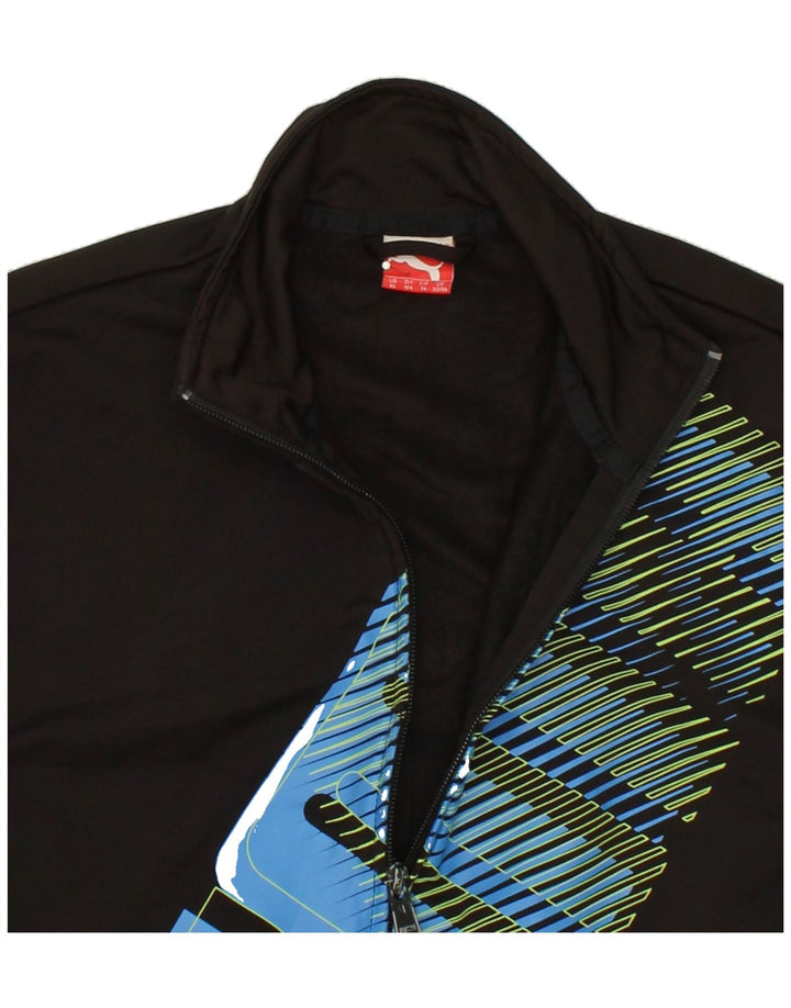 PUMA Boys Graphic Tracksuit Top Jacket 13-14 Years  Black Polyester Vintage Puma and Second-Hand Puma from Messina Hembry 