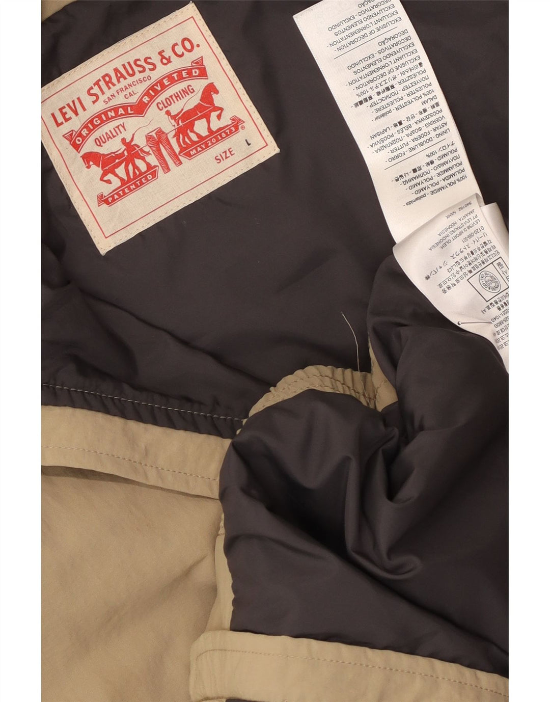 Geacă bomber cu grafică Levi's pentru bărbați UK 40 mare, bej, poliamidă color bloc
