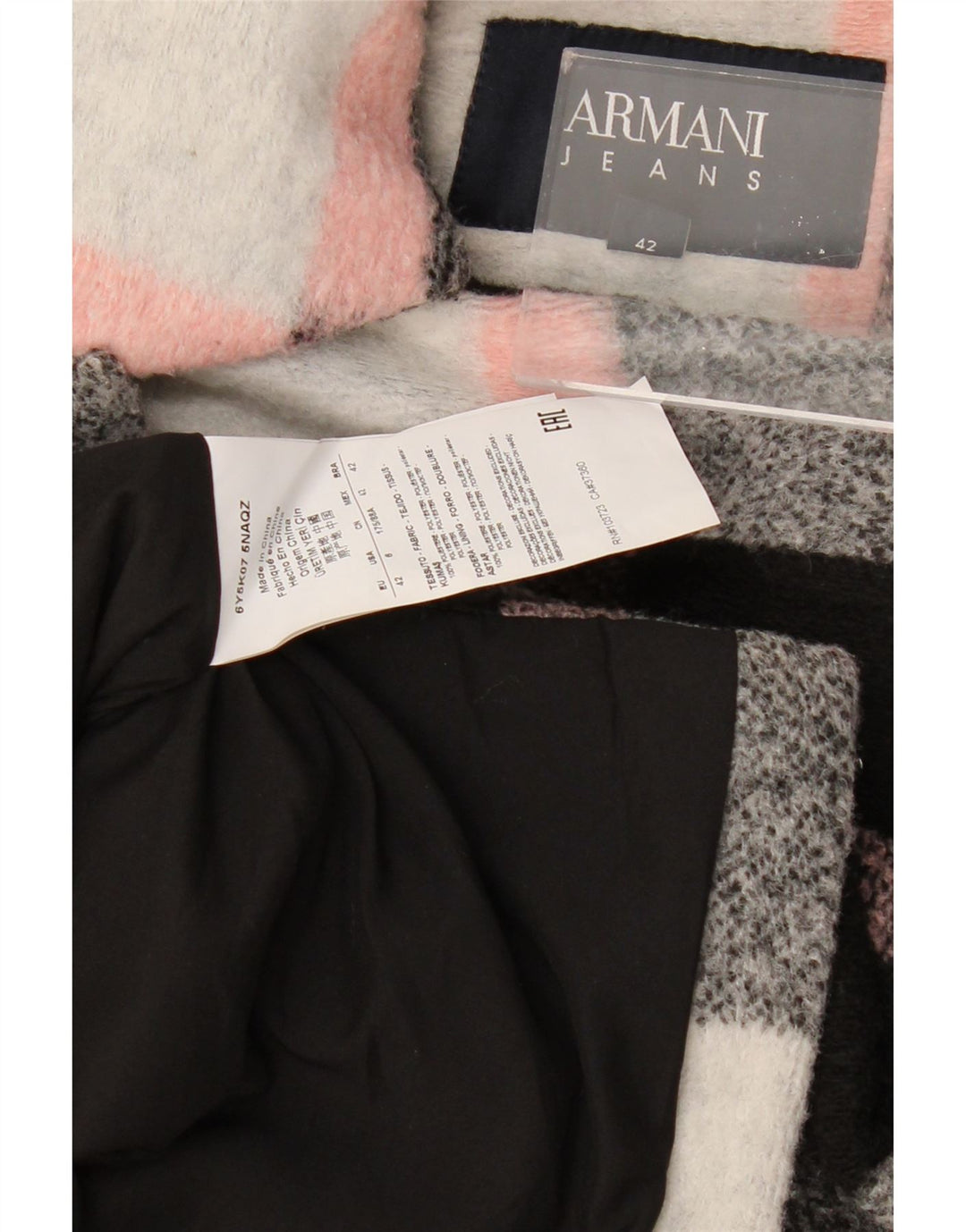ARMANI JEANS Womens Short Overcoat EU 42 Large Multicoloured Check