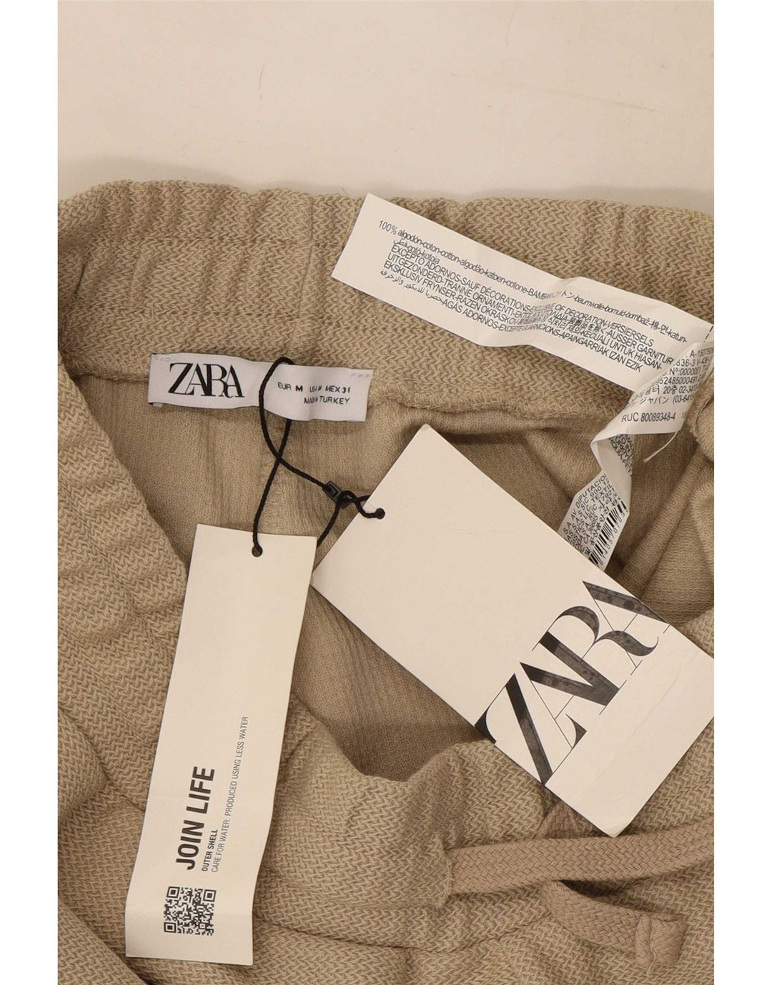 Pantaloni scurți chino pentru bărbați Zara Medium W31 Bej Bumbac