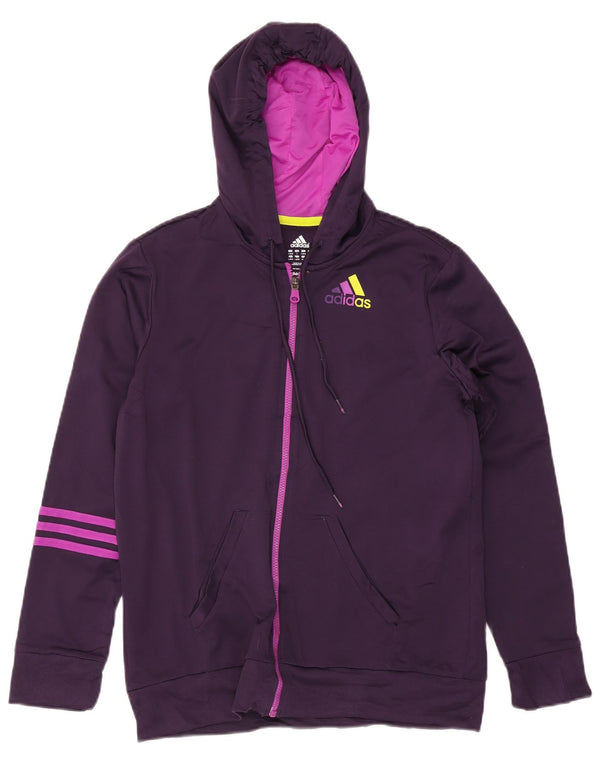 Pulover Adidas pentru femei, cu fermoar, cu capota, Marea Britanie 16/18 Poliester violet mare