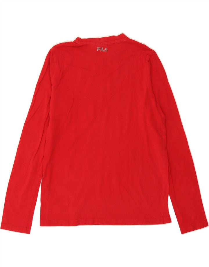 FILA Boys Graphic Top Long Sleeve 13-14 Years Red Cotton Vintage Fila and Second-Hand Fila from Messina Hembry 