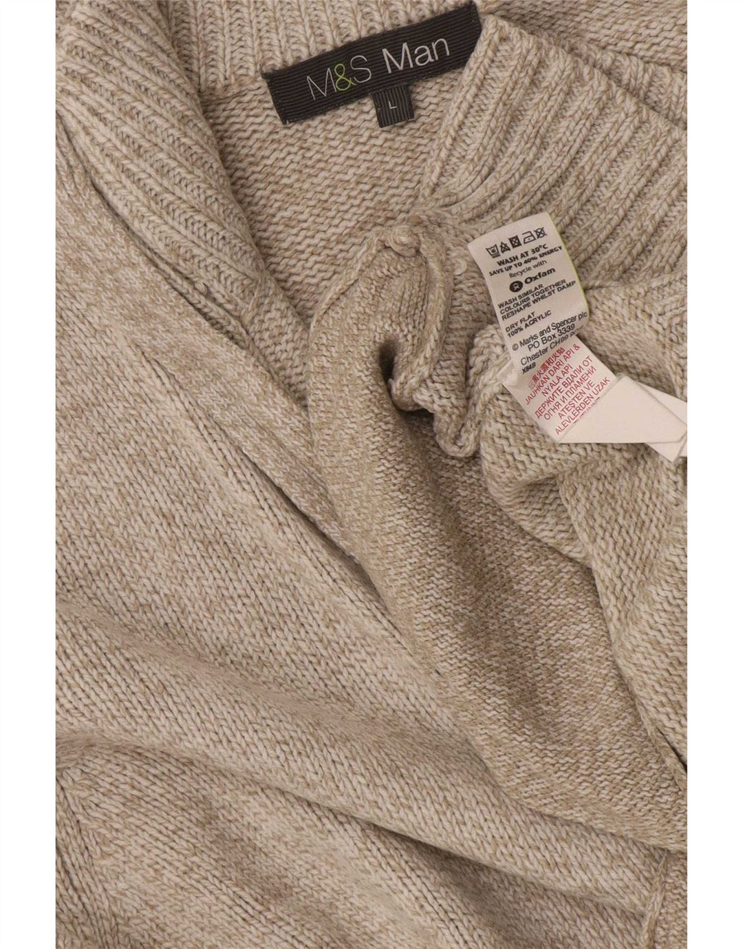 Pulover cardigan pentru bărbați Marks & Spencer, mare, bej, pete acrilic