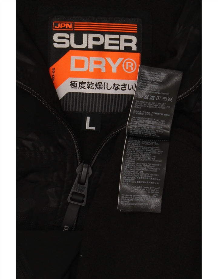 Jachetă de ploaie cu glugă pentru bărbați Superdry UK 40 Poliester negru mare