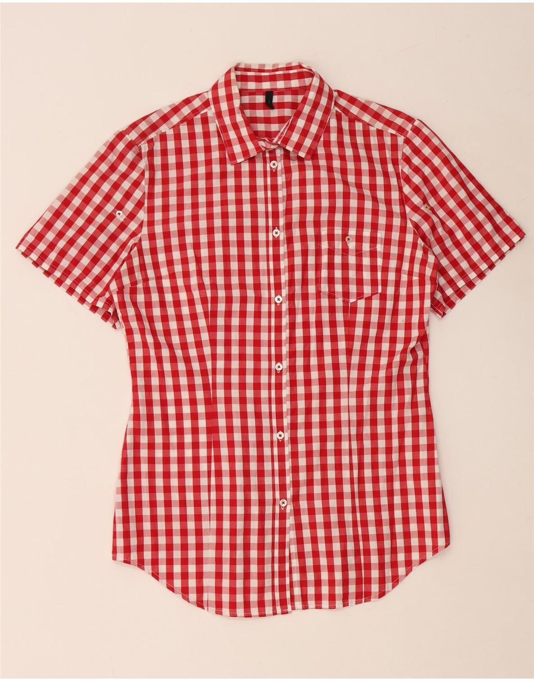 Cămașă cu mânecă scurtă pentru femei BENETTON UK 14 Medium Red Check