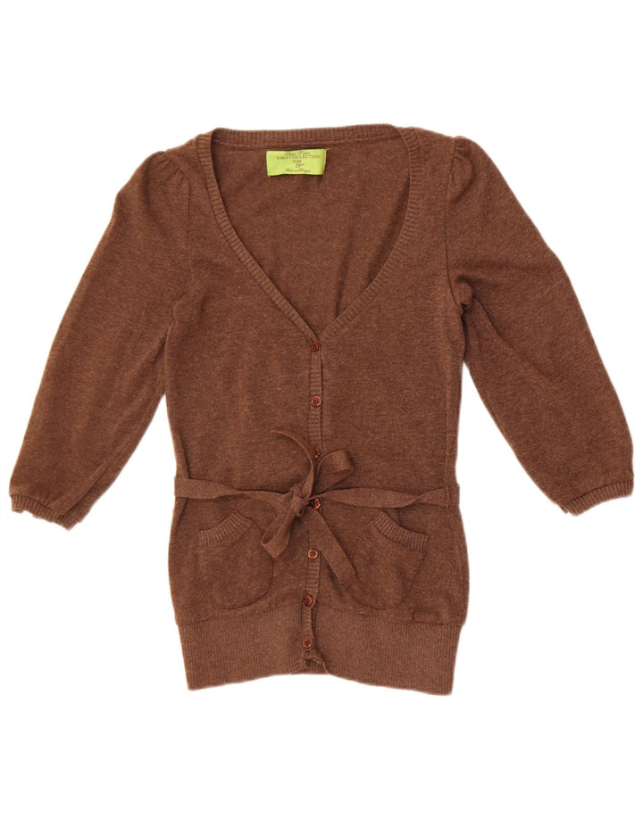 Pulover cardigan Zara pentru femei cu mâneci 3/4 UK 12 maro mediu