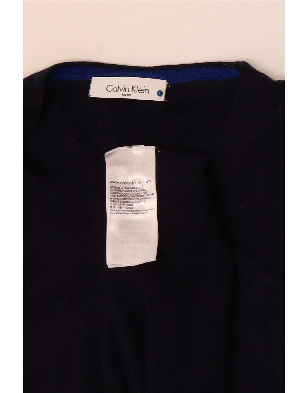 Pulover Calvin Klein pentru bărbați, cu gât crew, lână mare, albastru
