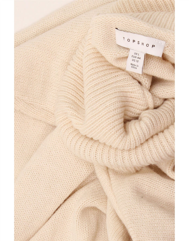 TOPSHOP Womens Oversized Roll Neck Jumper Sweater UK 16 Large Off White Vintage Topshop and Second-Hand Topshop from Messina Hembry 