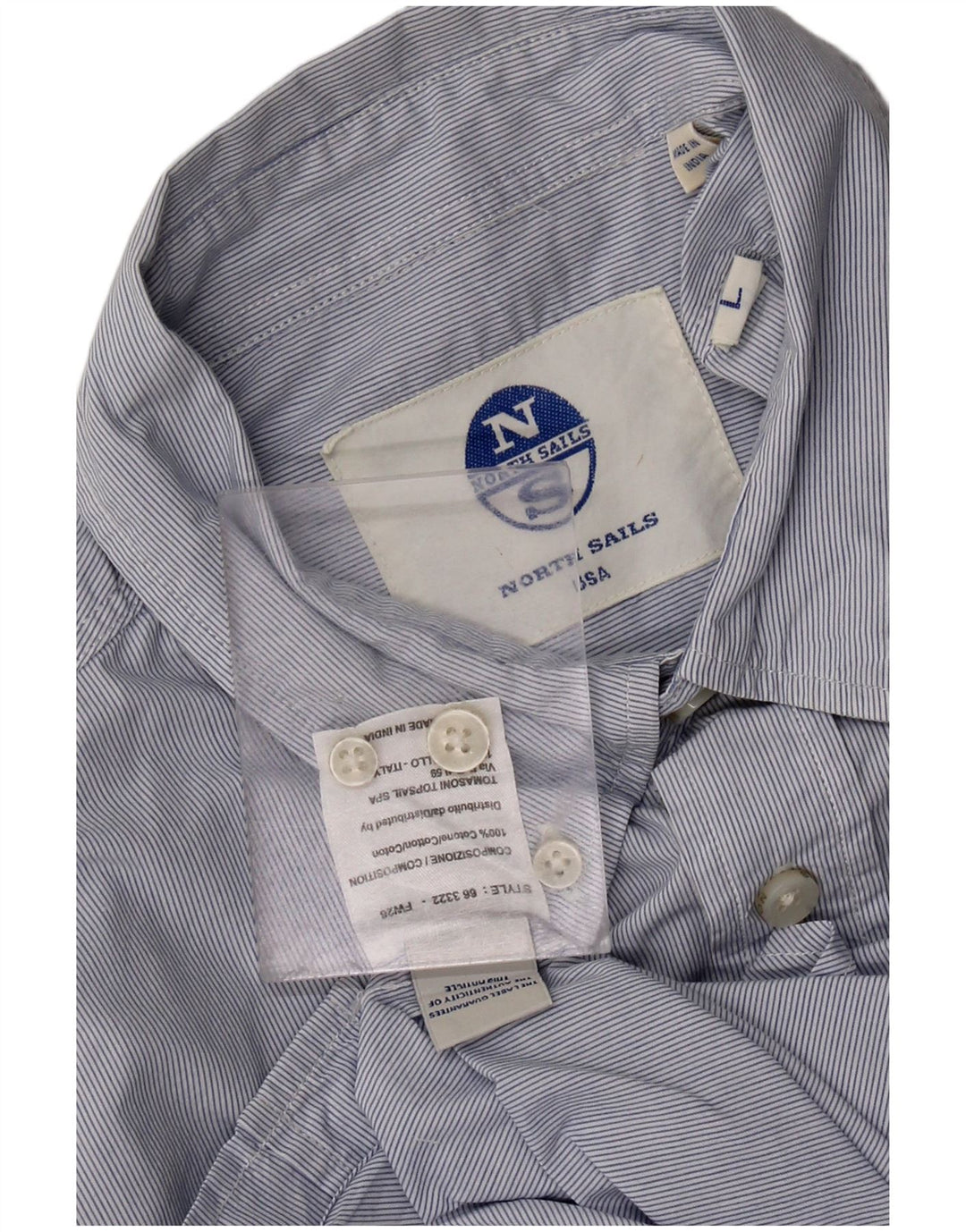 NORTH SAILS Mens Shirt Large Blue Pinstripe Cotton