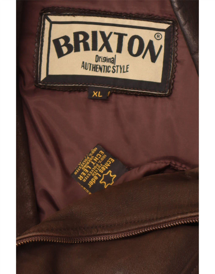 Jachetă motociclist din piele pentru femei Brixton UK 18 XL din piele maro