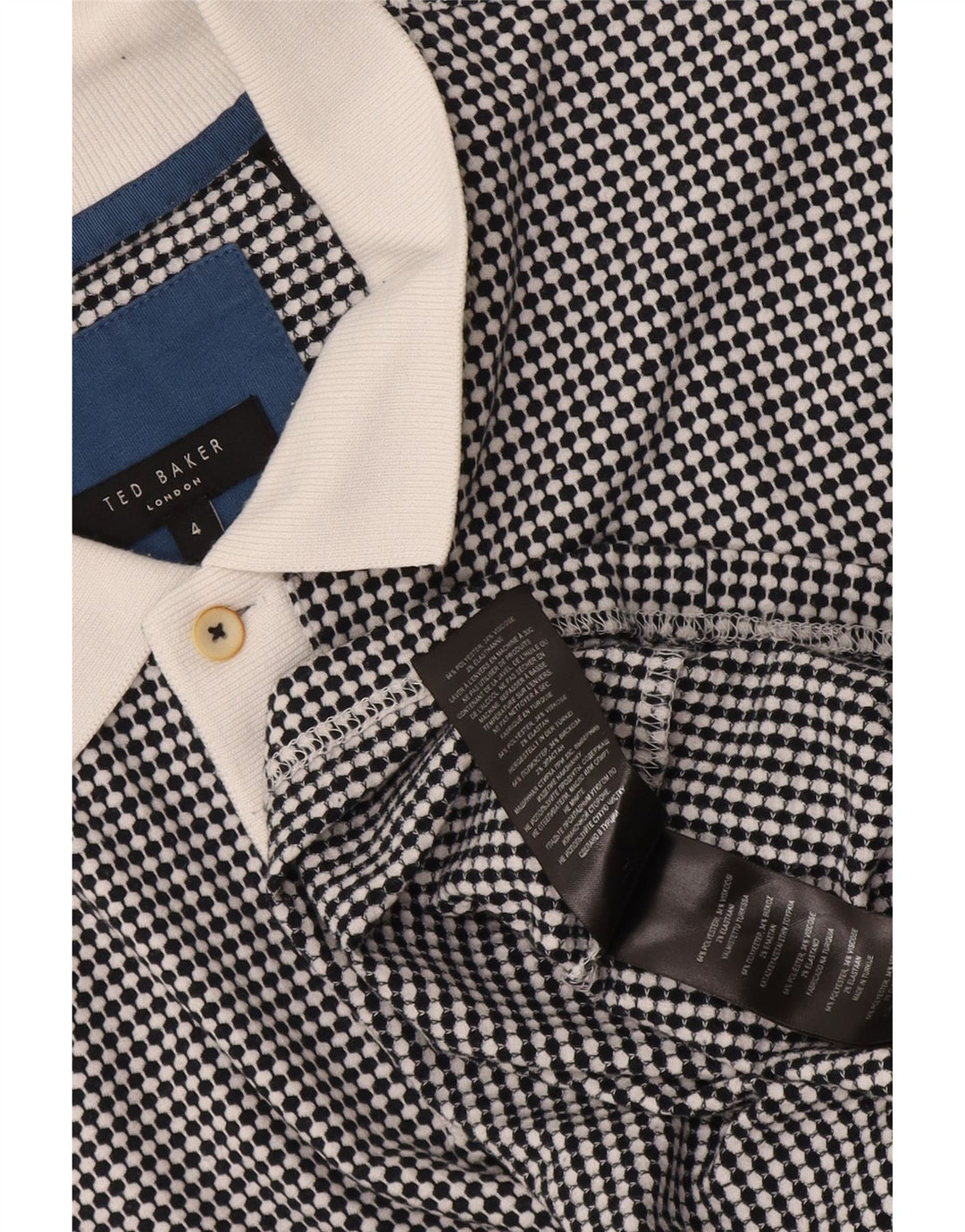 Tricou polo rugby pentru bărbați Ted Baker Mărimea 4 Poliester geometric negru mare