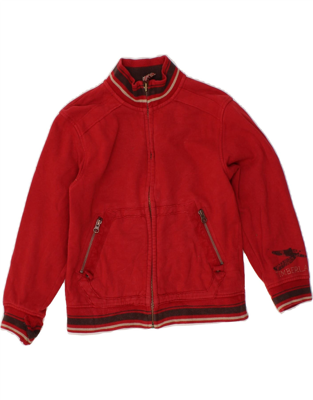 TIMBERLAND Girls Tracksuit Top Jacket 7-8 Years Red Cotton Vintage Timberland and Second-Hand Timberland from Messina Hembry 