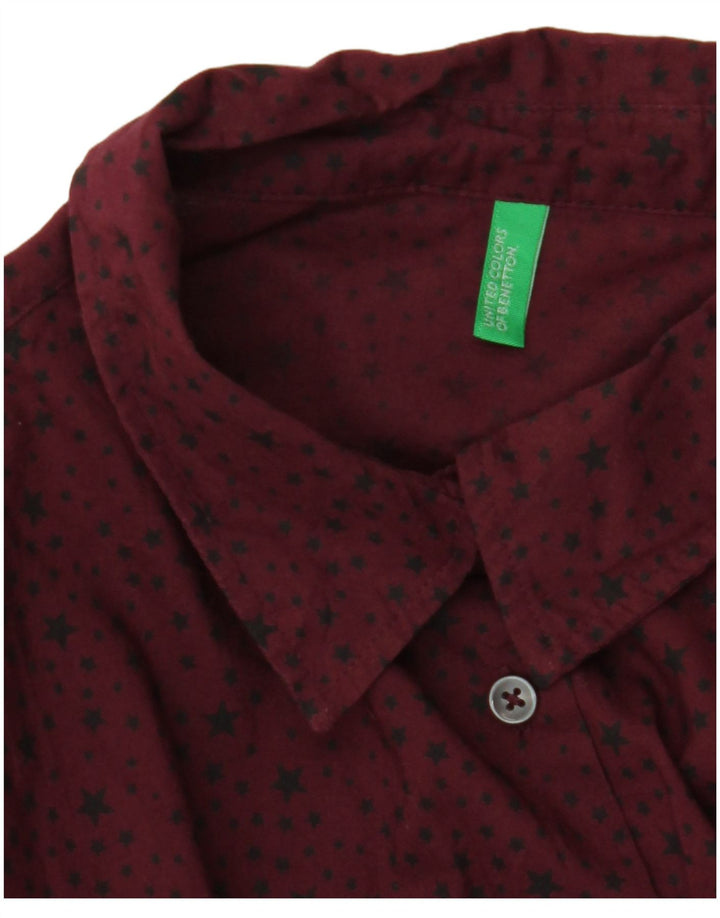 Cămașă pentru femei cu model abstract BENETTON UK 18 XL Bordeaux