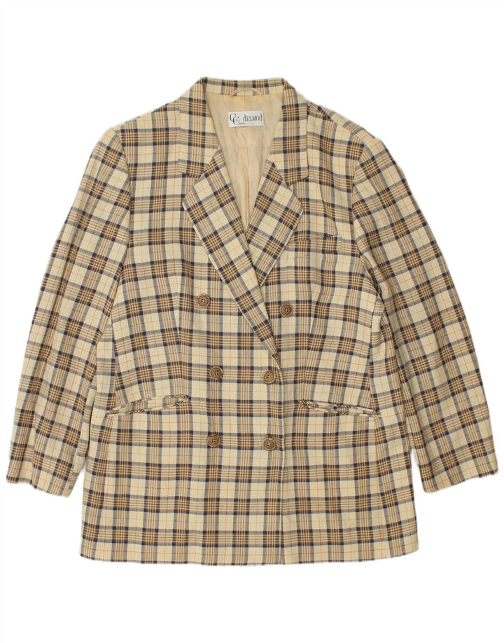 Jachetă pentru femei DELMOD Blazer dublu piept UK 14 Medium Beige Check Lână