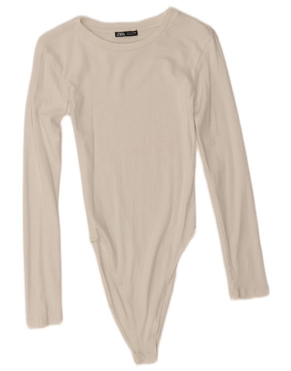 Body cu mânecă lungă pentru femei Zara UK 8 Small Off White