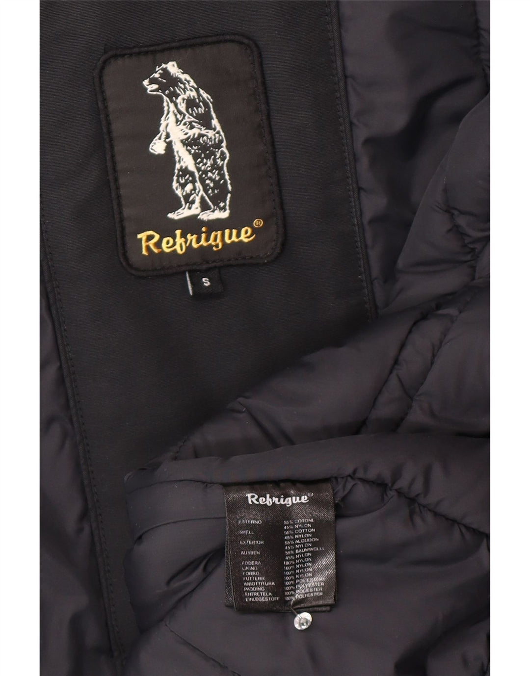 Jachetă parka cu glugă pentru femei Refrigue UK 10, bumbac negru mic