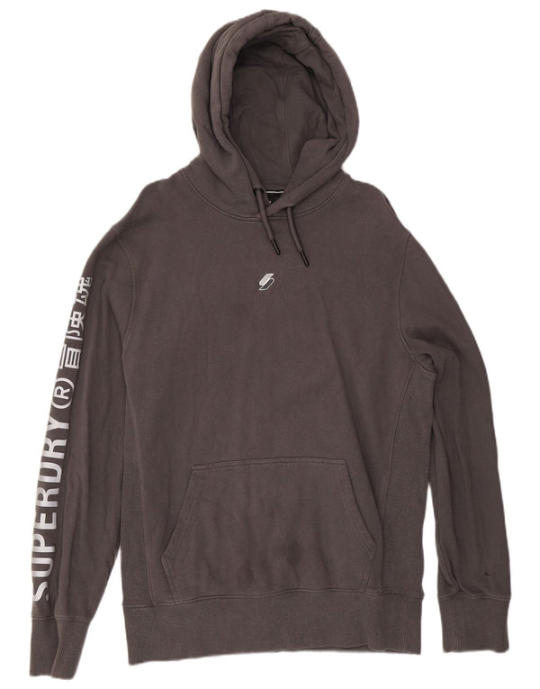 Pulover cu glugă cu grafic Superdry pentru bărbați, mare, gri, bumbac