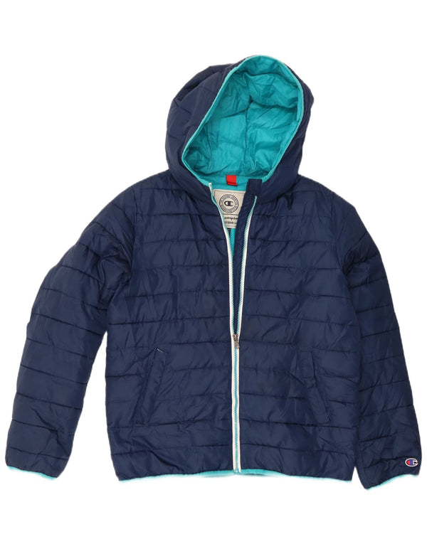 Champion Boys Hooded Padded Jacket 13-14 Years XL Navy Blue Polyester