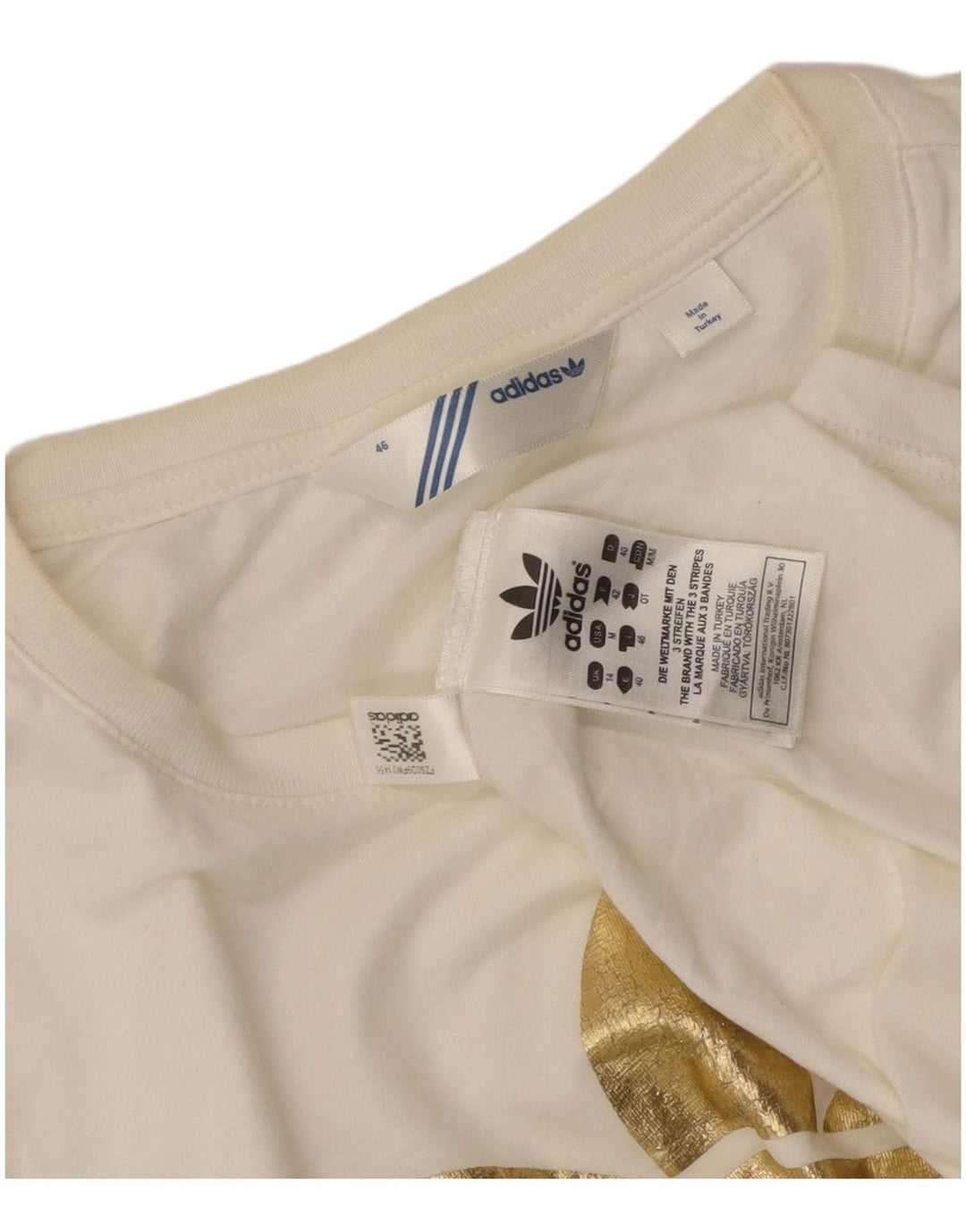 Tricou grafic Adidas pentru femei Top UK 14 Medium White Bumbac