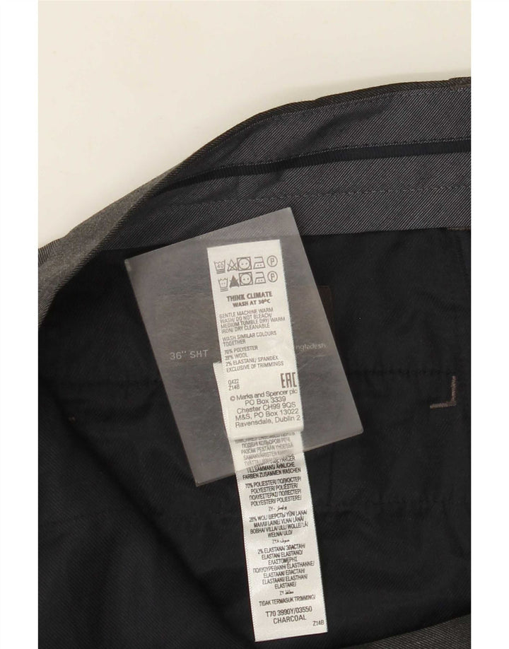 Pantaloni de costum pentru bărbați Marks & Spencer, cu ajustare normală, L36 L29, poliester gri
