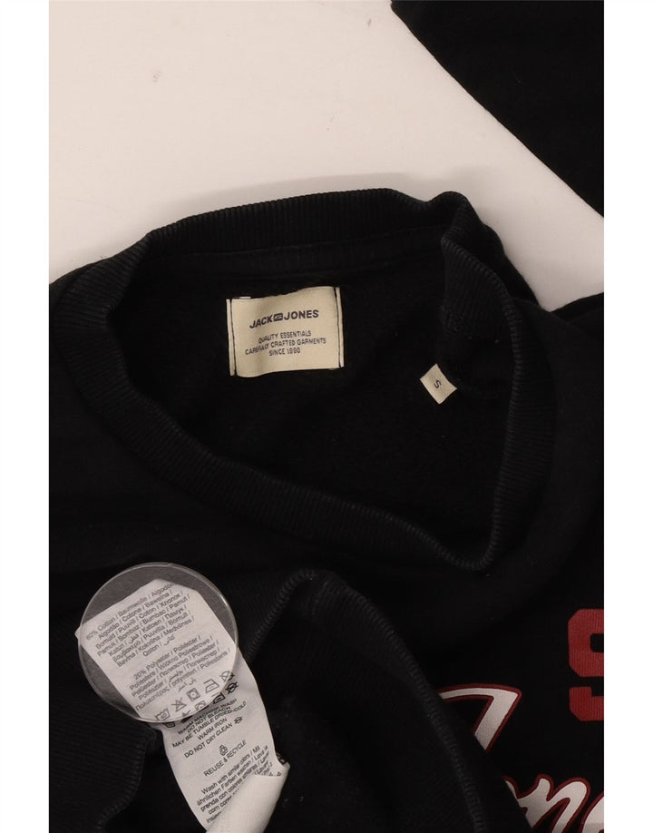 Jack & Jones Pulover grafic pentru bărbați, bumbac mic, negru