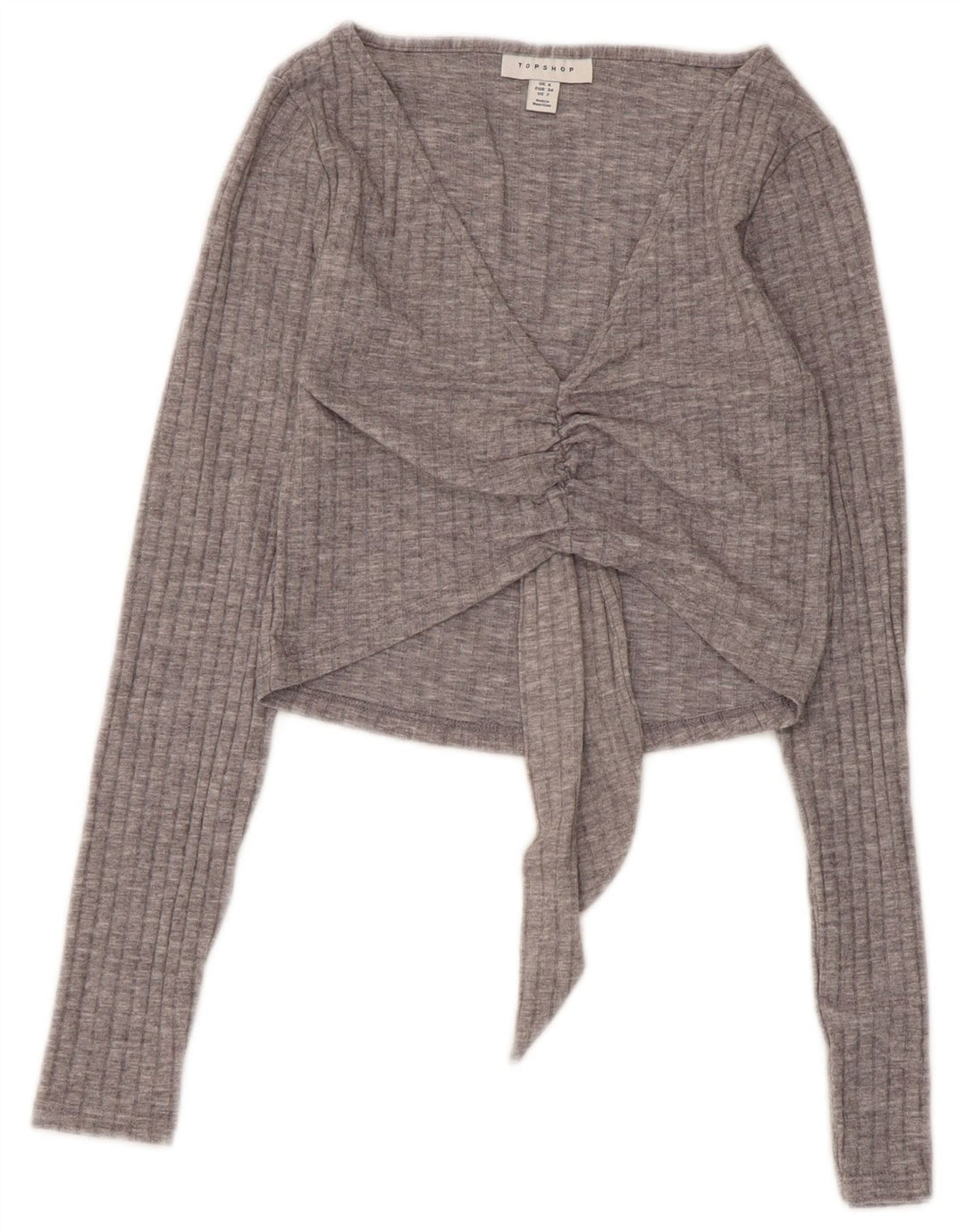 Topshop Crop Top cu mânecă lungă pentru femei UK 6 XS Poliester gri