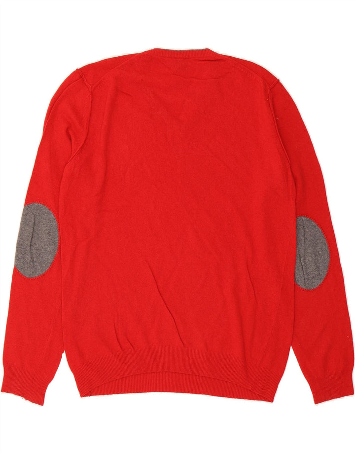 HUGO BOSS Mens Regular Fit V-Neck Jumper Sweater Medium Red Wool Vintage Hugo Boss and Second-Hand Hugo Boss from Messina Hembry 