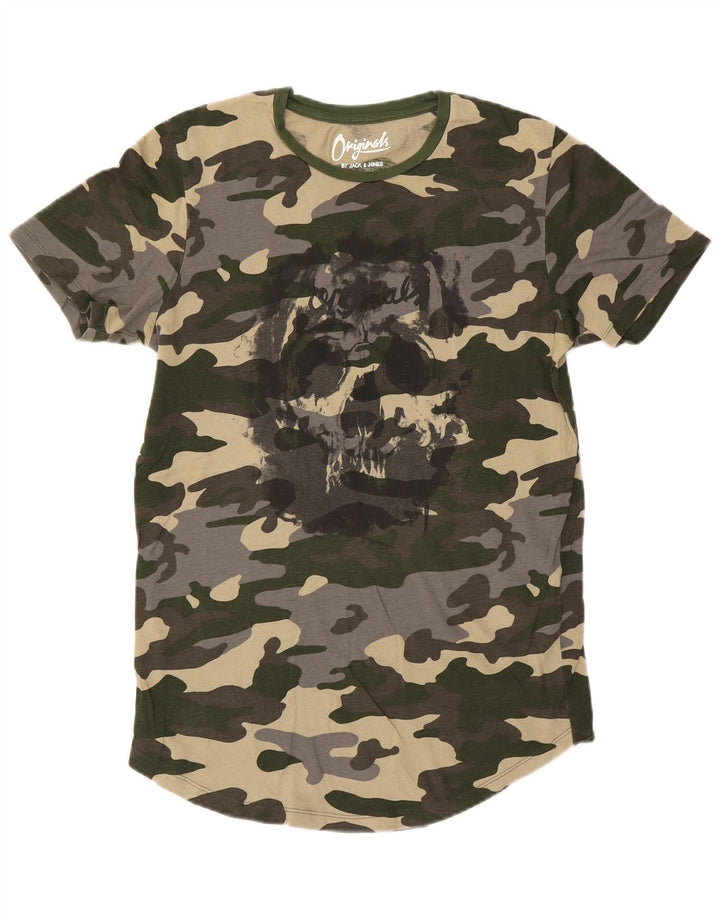Tricou cu grafic Jack & Jones pentru bărbați Top din bumbac camuflaj verde mediu