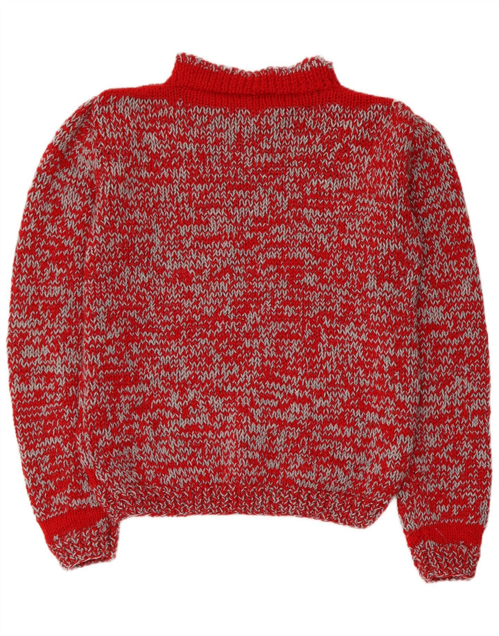 Pulover vintage cu gât țestoasă pentru femei UK 14 Medium Red Dunge