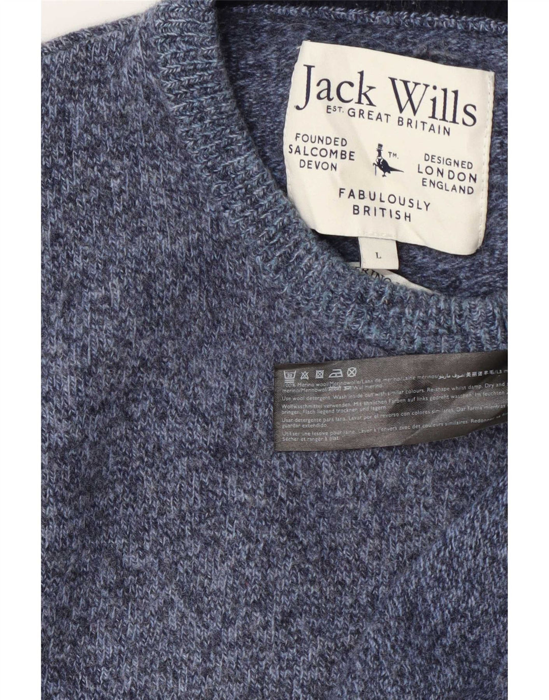 Pulover Jack Wills pentru bărbați, cu gât roșu, lână mare cu pete albastre