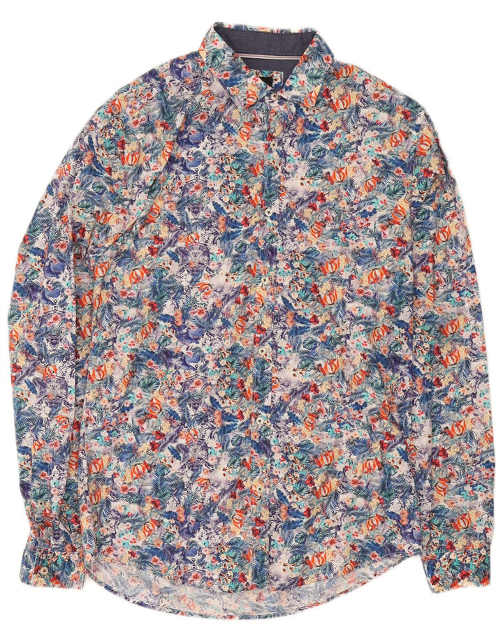 Cămașă pentru bărbați Zara Slim Fit Bumbac Floral Multicolor Mediu