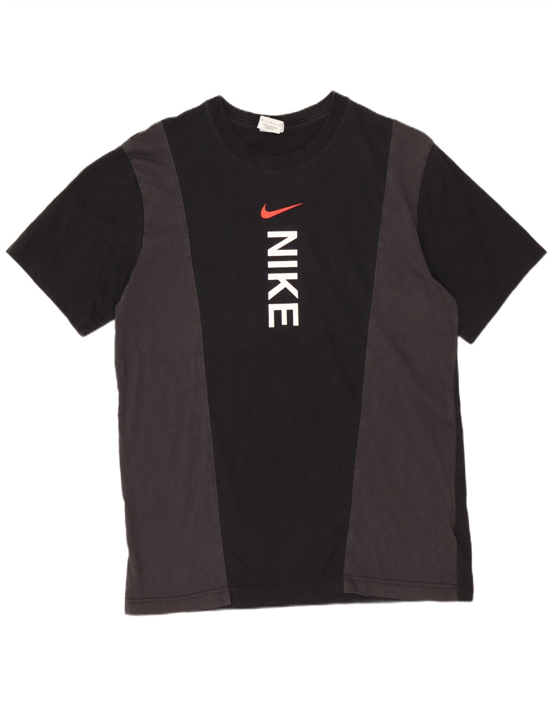 Tricou grafic pentru bărbați NIKE Top mediu negru din bumbac color bloc