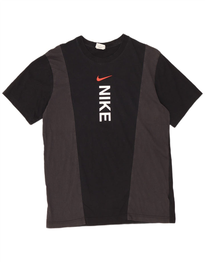 Tricou grafic pentru bărbați NIKE Top mediu negru din bumbac color bloc