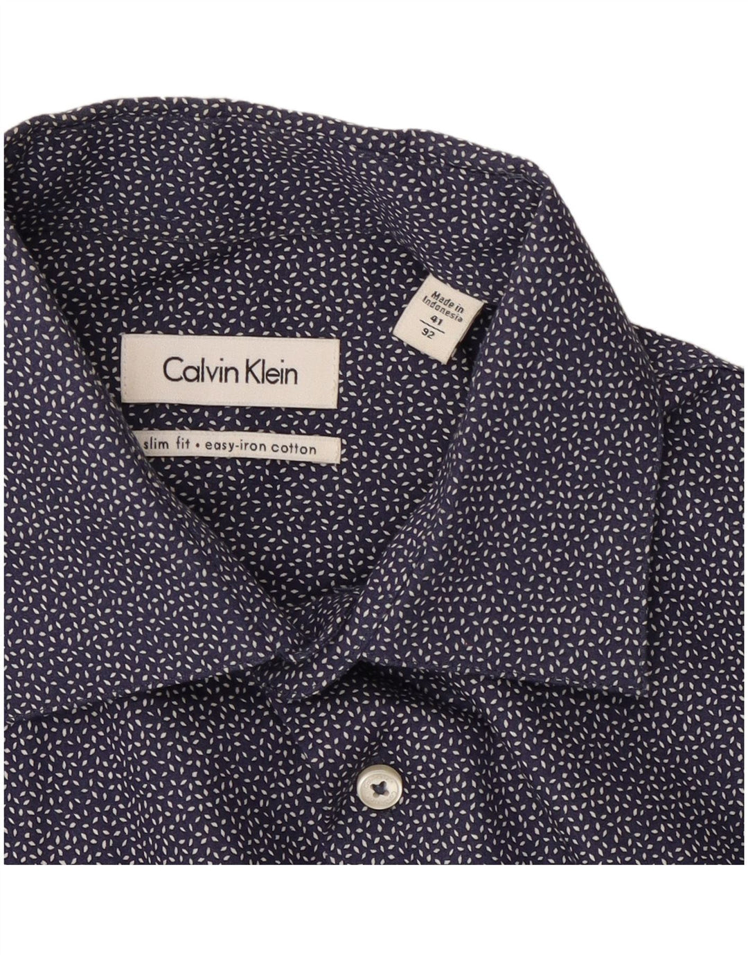 Cămașă pentru bărbați Calvin Klein Slim Fit Mărimea 41, mare, albastru, bumbac cu pete