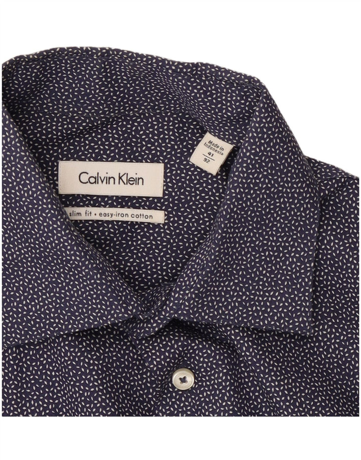 Cămașă pentru bărbați Calvin Klein Slim Fit Mărimea 41, mare, albastru, bumbac cu pete