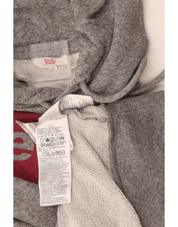Pulover Levi's pentru bărbați cu capota cu grafică, bumbac cu pete, gri mediu