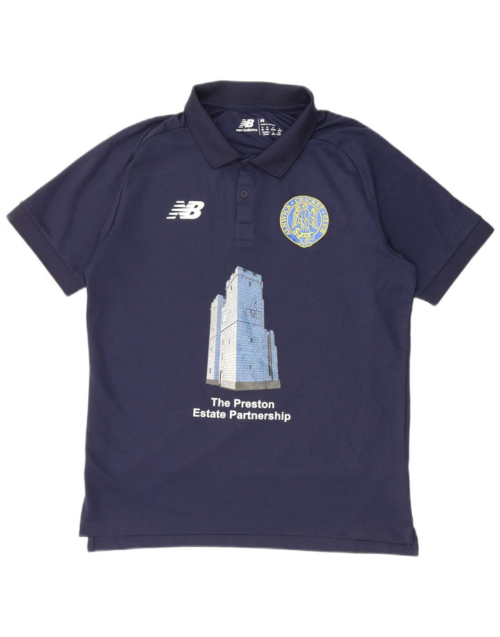 Tricou polo cu grafică pentru bărbați New Balance, poliester mediu bleumarin