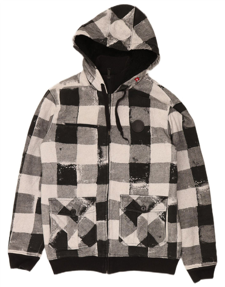 Pulover Quiksilver pentru bărbați, cu fermoar, bumbac vichy, negru mediu