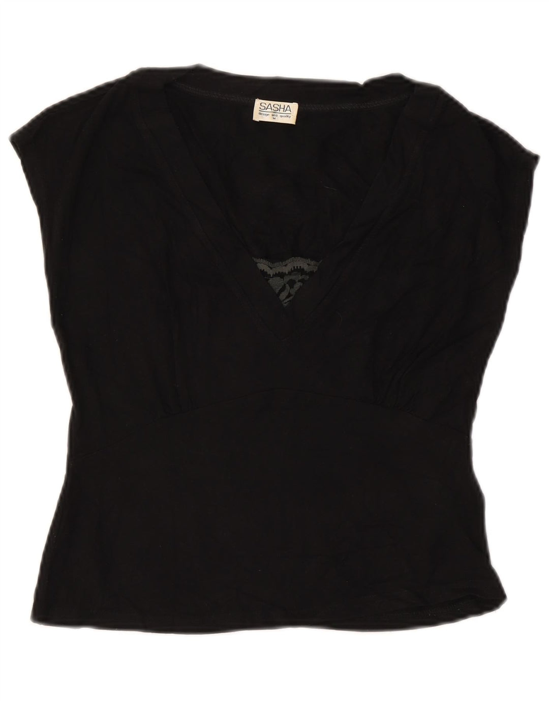 Bluză Crop Top Femei SASHA UK 12 Medium Black Viscose