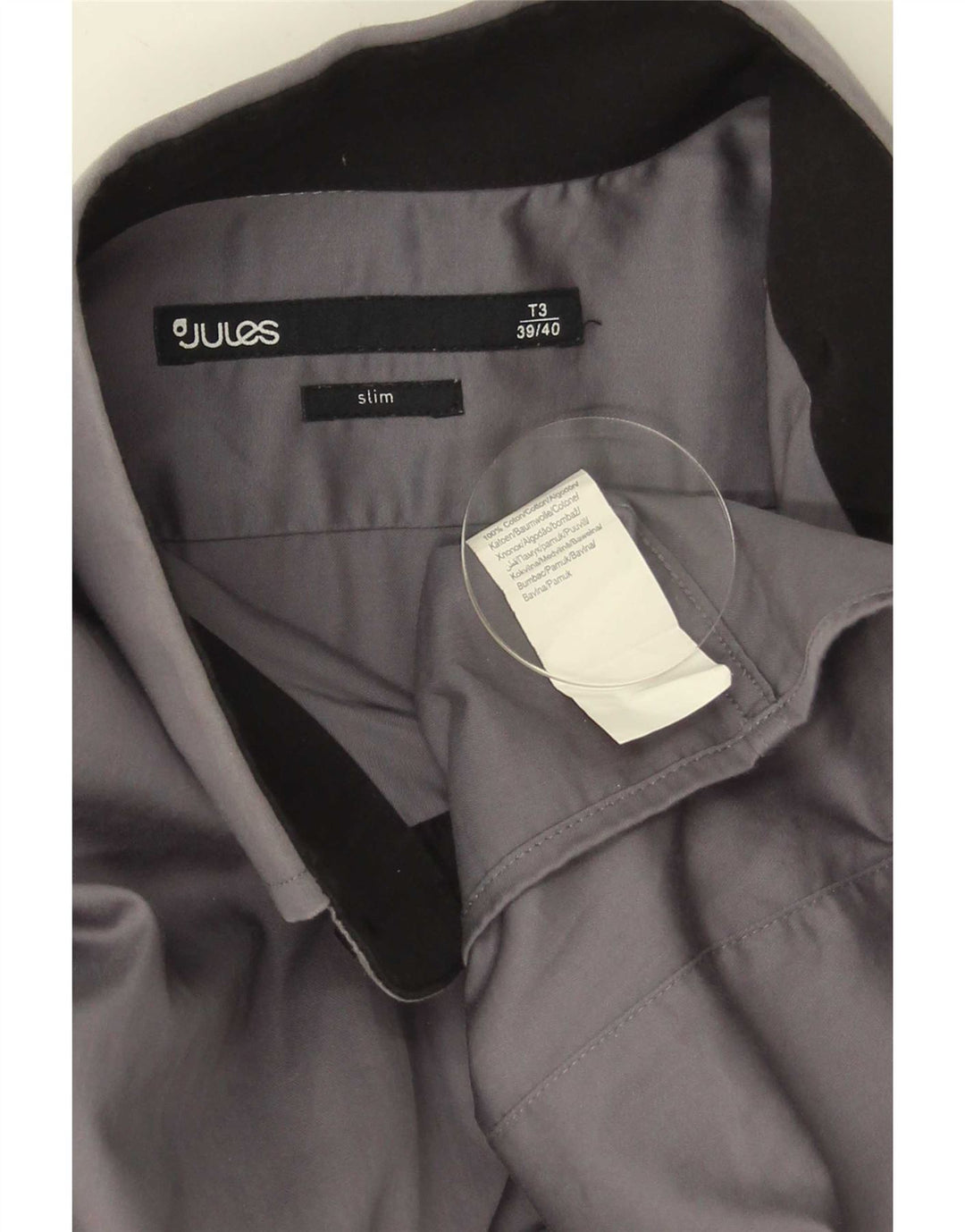 Cămașă Jules pentru bărbați Slim Fit Mărimea 39/40 Bumbac Gri mediu