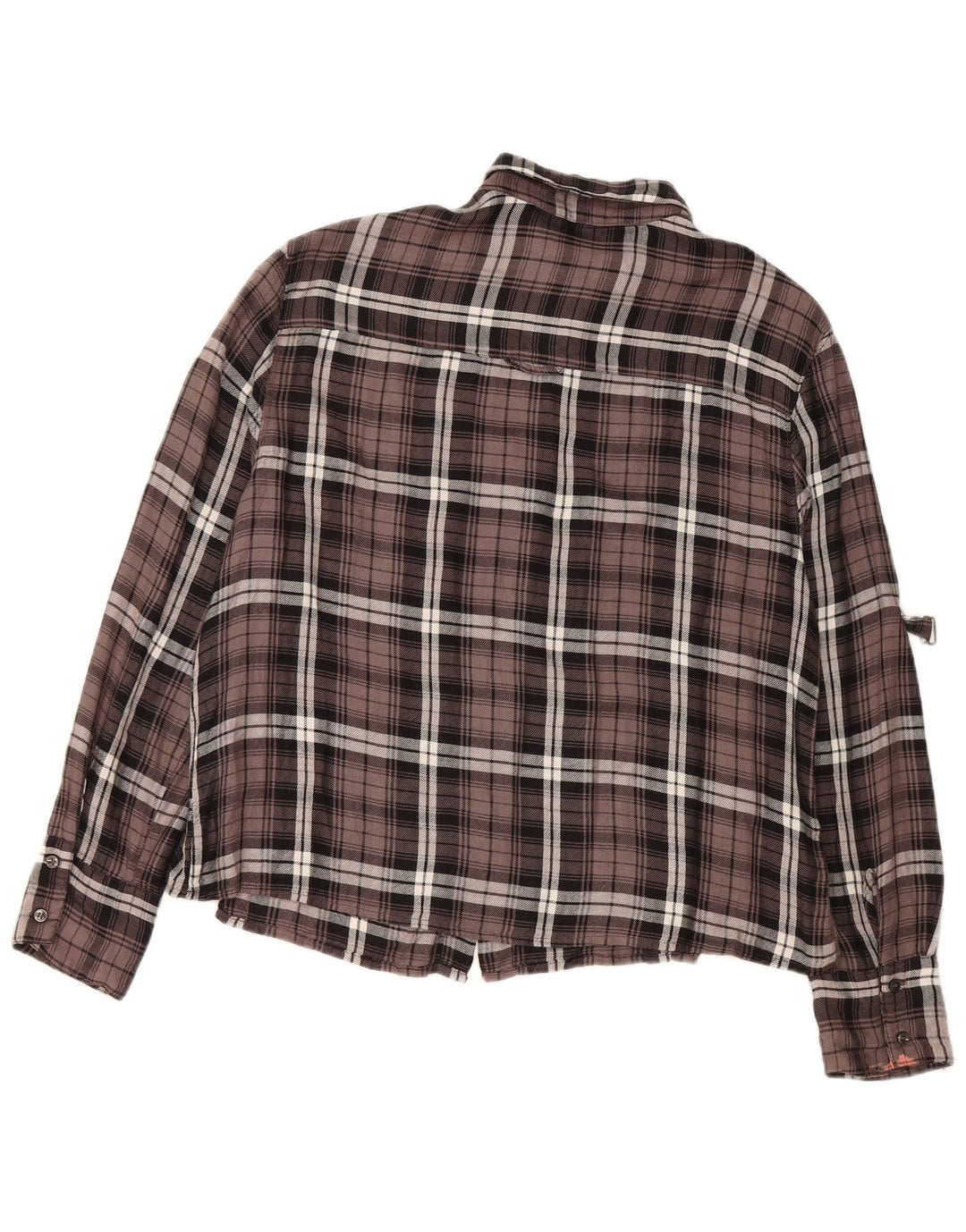 Cămașă de flanel supradimensionată pentru femei BENETTON UK 10 Small Brown Check Viscose
