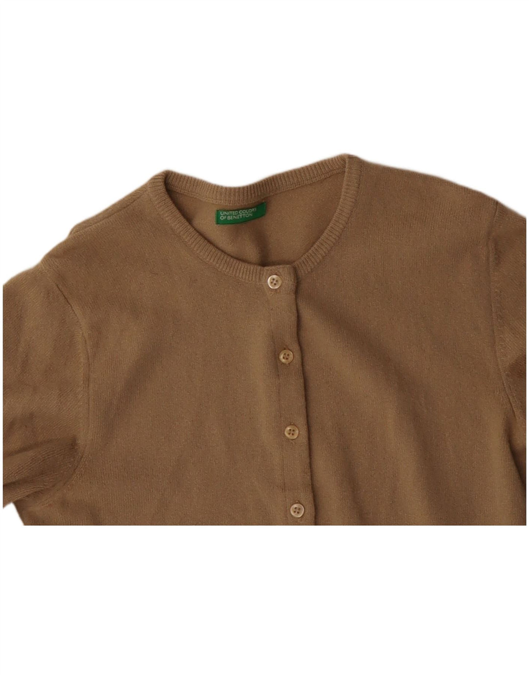 Pulover cardigan pentru femei BENETTON UK 10 mic bej lână virgină