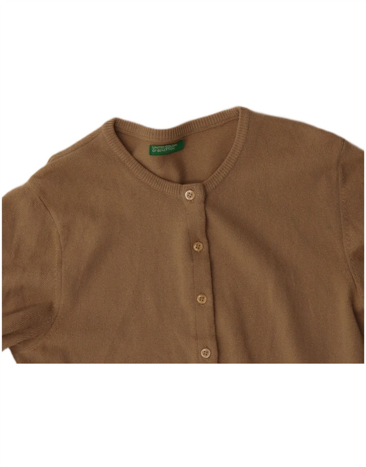 Pulover cardigan pentru femei BENETTON UK 10 mic bej lână virgină