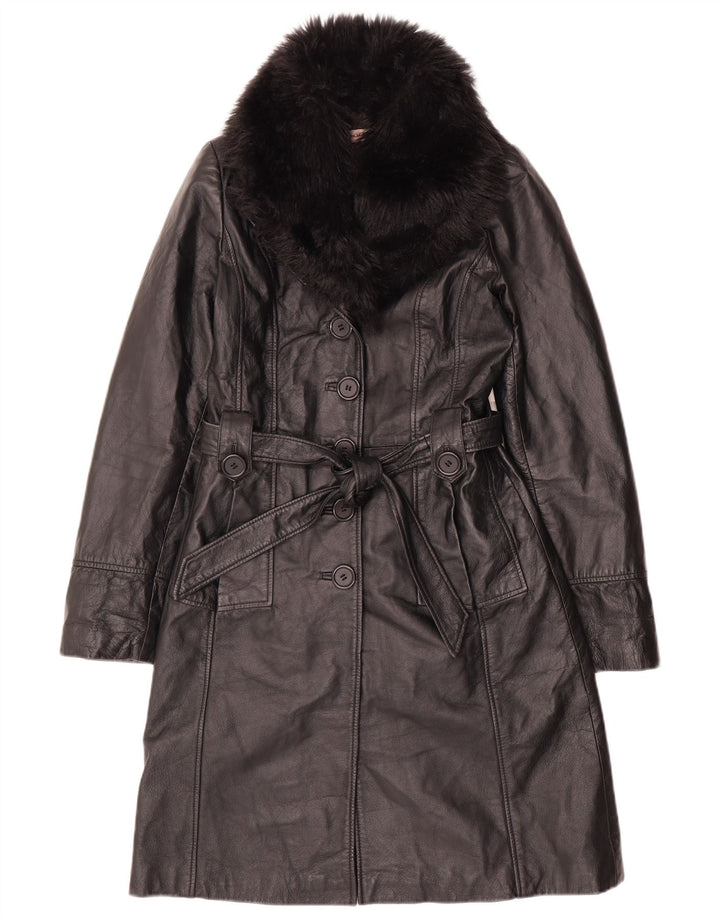 Palton de piele pentru femei Orsay UK 10 Mic Negru