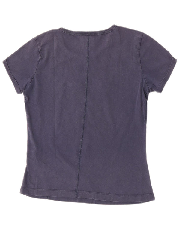 Champion Womens Graphic T-Shirt Top UK 12 Medium Navy Blue